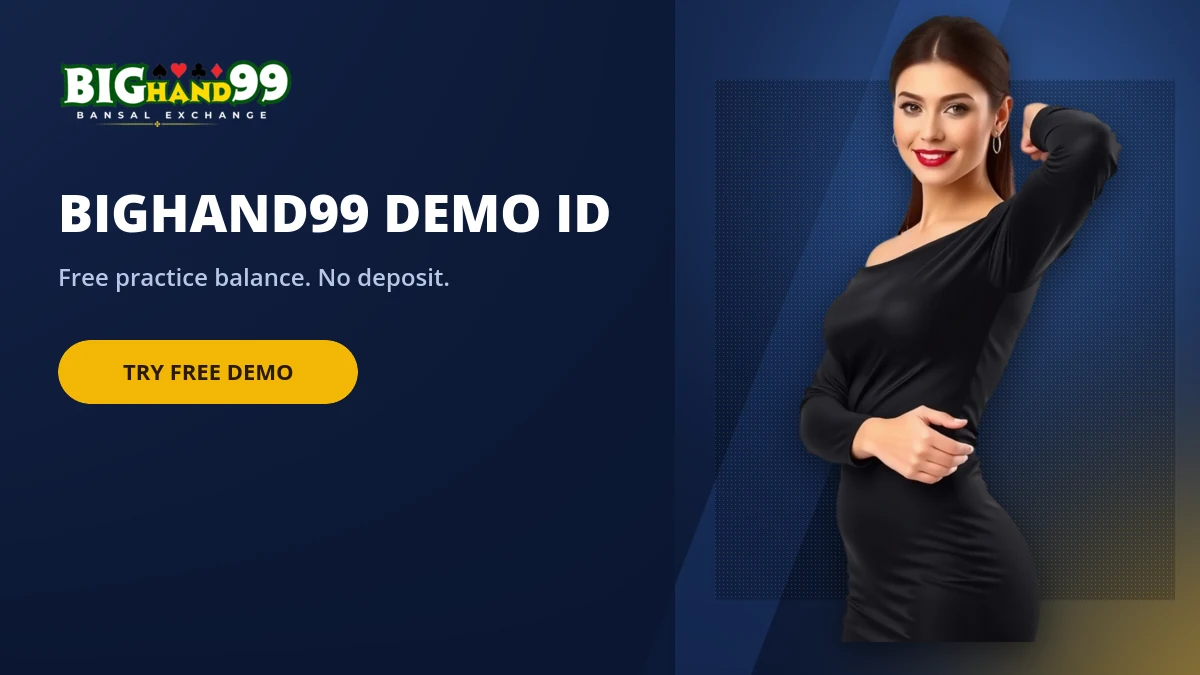 Bighand99 demo ID banner showing free practice balance with no deposit required